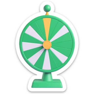 spinning prize wheel with alternating green and white sections sticker