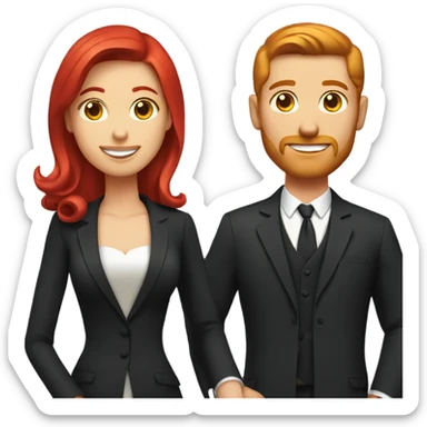 outdoor couple in formal attire red head male sticker