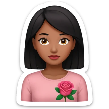 Black hair woman wearing rose top sticker