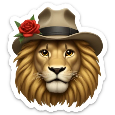 Lion with hat like smash guns and roses  sticker