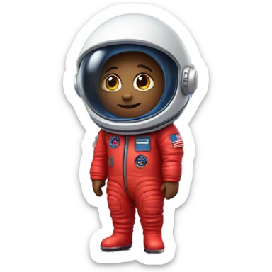 full body tiny person in a red spacesuit with no visible arms or face with blue visor and two legs sticker