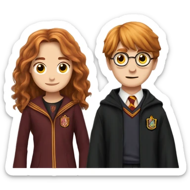 harry potter with hermoine granger and ron weasley standing together sticker
