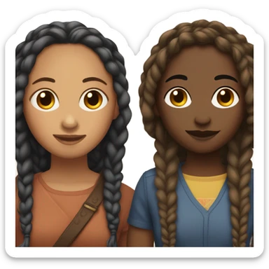 Create a lesbian couple. One brownskin with locs and the other lightskin with braids sticker