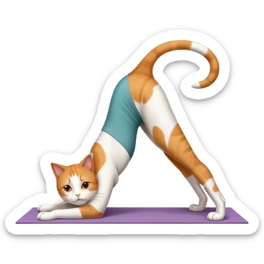 cat in downward dog yoga pose, triangle pose with raised hips sticker