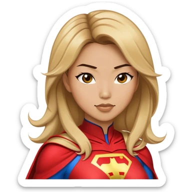 Asian superhero wife with brown hair and blonde highlights sticker
