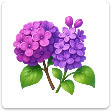 3D iOS style emoji with purple flowers and green leaves sticker