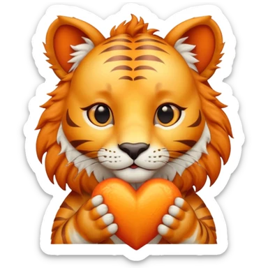 Liger holding heart shape looking sweet sticker