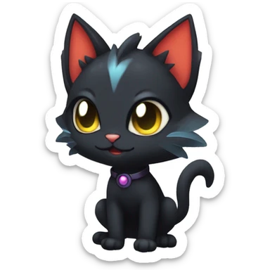 Cool Cute Edgy Black Dark Chibi Cat-Noibat-Noivern-Litten-Fakémon-hybrid sticker