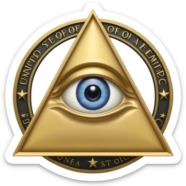 Great seal of the United States of America, the eye into triangle, illuminati symbol sticker