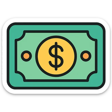 dollar bill icon with color outline sticker