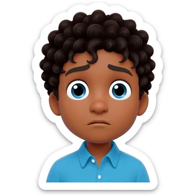 confused puzzled questioning black boy curly hair sticker