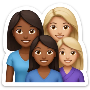 a group of 3 women, one is black, one is asian, one is indian sticker