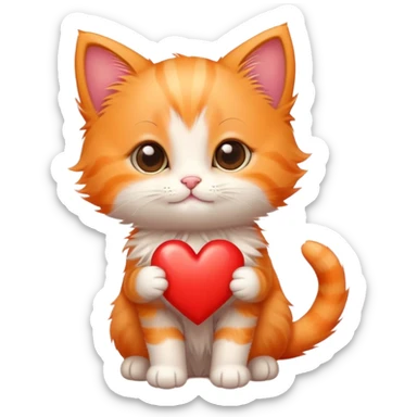 cute little orange kitten with a heart sticker