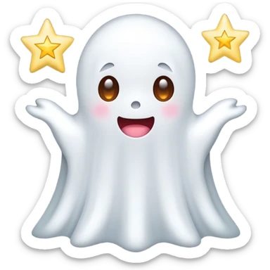 ghost kawai star white sticker