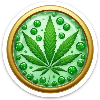frozen caviar with cannabis leaf sticker