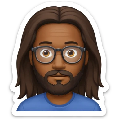 bearded long haired  black man with eyeglasses sticker