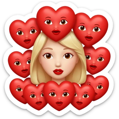 A bunch of hearts and kissy lips sticker