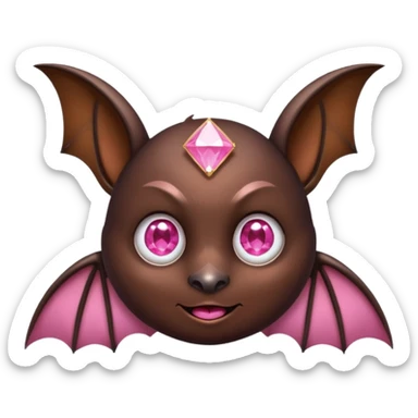 a normal bat witha pink diamond in its forhead, the full bat with his body, the diamond only in the forhead, forhaed not body sticker