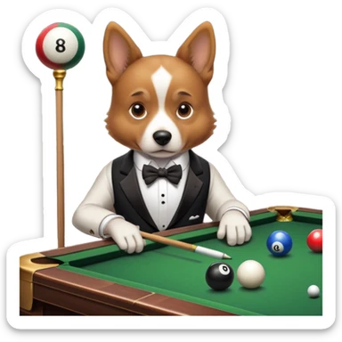 dog playing billiards sticker