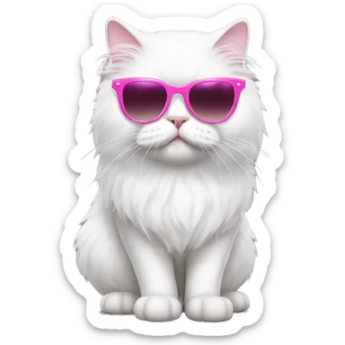 White persian cat with pink sunglasses sticker