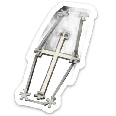 a black coffin with a cross sticker