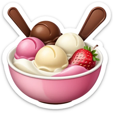 Neapolitan ice cream scoops in a bowl sticker