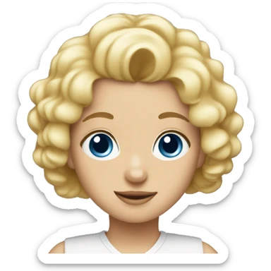 Blonde girl blue eyes holding spitz  sticker