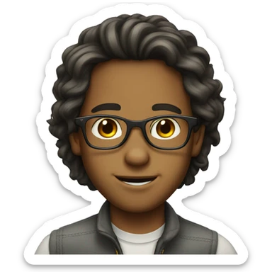 Portrait of a long-haired boy wearing glasses sticker