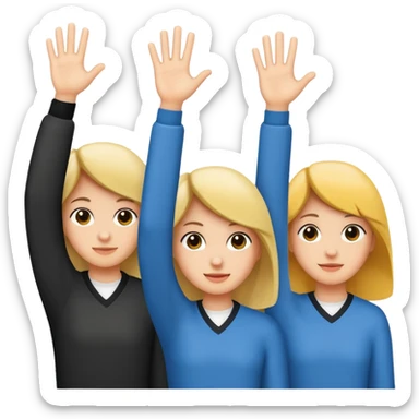 3 students put 1 hand up sticker