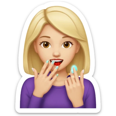 Muchacha mordiendose la uña coquetamente sticker