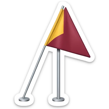 maroon, silver, and gold flag with triangle cutout at end and grey pole sticker