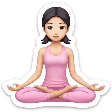 asian yoga girl light pink clothes  sticker