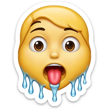 drooling saliva and spit dripping out of mouth only sticker
