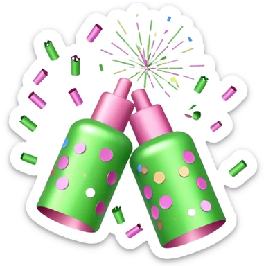 light green and light pink party poppers sticker
