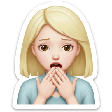 A girl choking herself with her hands sticker