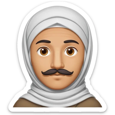Man with an Italian mustache wearing a hijab sticker