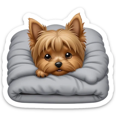 Yorkshire terrier sleeping on bed sticker