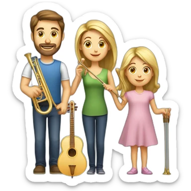 Caucasian family of a man with trombone & a woman with cello and they have a baby girl 1yo sticker