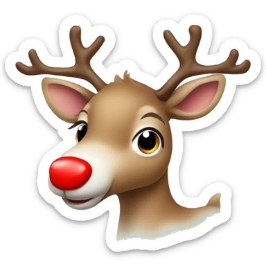 Baby Christmas Reindeer with red nose sticker