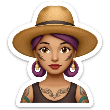 tattoed face venice gondolier with iconic hat woman sticker