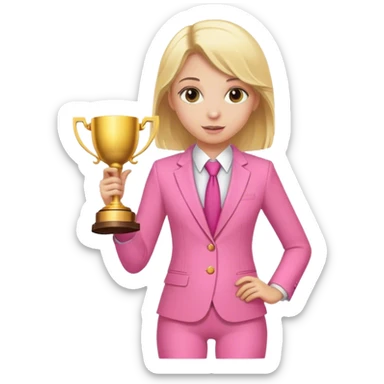 Blond girl pink suit trophy sticker