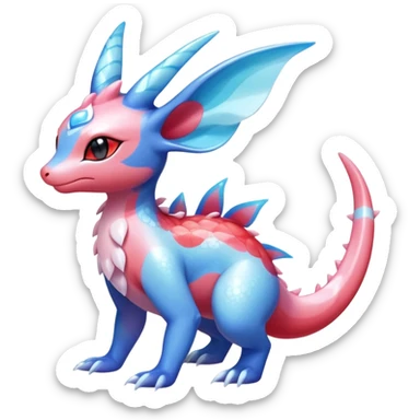 Colorful Shiny Exotic Amaura-Salandit-Aurorus-Sylveon-Fakémon-hybrid-creature (full body)  sticker