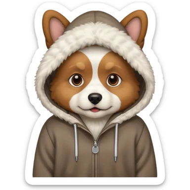 Dog wearing a hoodie sticker