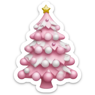 Pink pastel Christmas tree with pink and white ornaments  sticker