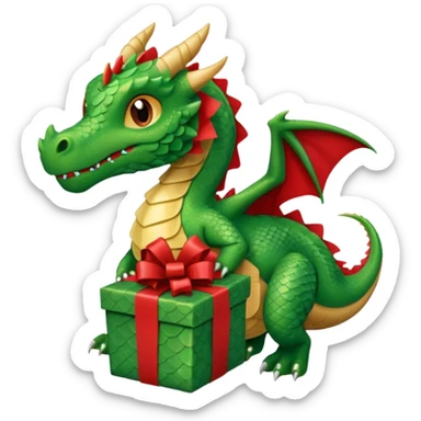 a dragon is holding a gift sticker