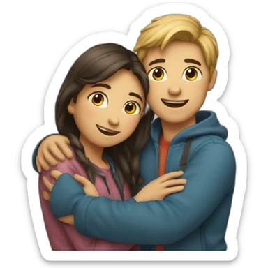 Boy & girl hugging sticker