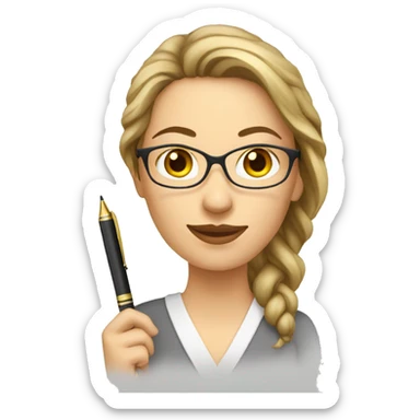 caucausian woman writer with pen sticker