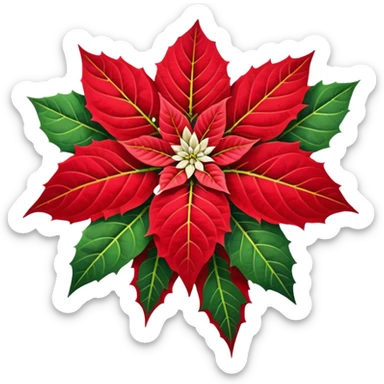 Red and white poinsettia sticker