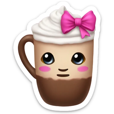 Hot coco with a pink bow sticker