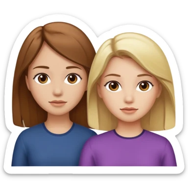Maman cheveux marrons et fille cheveux blond sticker
